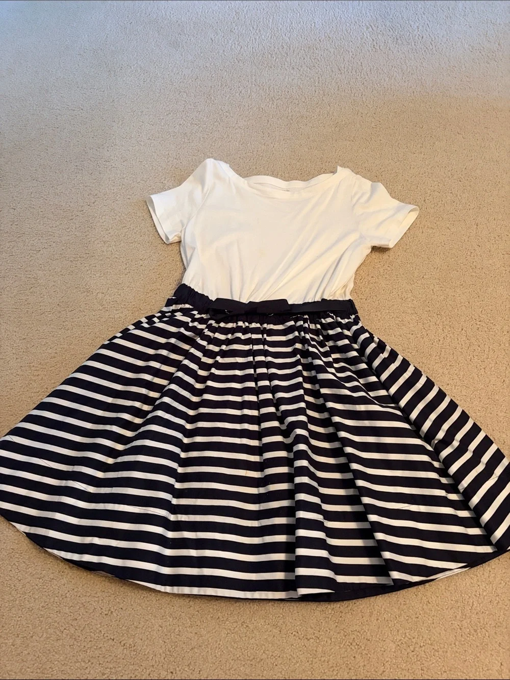 kate spade White Top with Navy Striped Skirt Dress